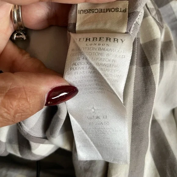 Burberry Women's Gray and White Check Shirt - Picture 8 of 8